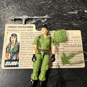 💥RARO 1985 GI JOE LADY JAYE 100% Completo BONITA Pintura Tarjeta de Archivo💥 - Imagen 1 de 9