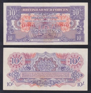 Billet British Armed Forces 10 Shillings 1946 1ª Série P M14a Fds UNC - Picture 1 of 1
