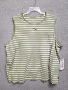 Allison Daley 3X salbeigrün gestreiftes ärmelloses Stricktop Übergröße weich Stretch - Bild 1 von 7