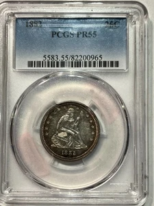 1882 PP sitzende Liberty Viertel PCGS PR55 Toner - Bild 1 von 3