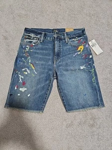 Polo Ralph Lauren Boys' Paint Splatter Sullivan Slim Denim Shorts Size 16 NWT - Picture 1 of 4