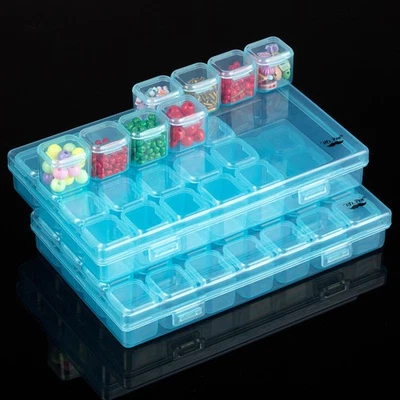 Mr. Pen- Bead Storage Containers, 28 Grids, 2 Pack, Transparent Blue Small B... - Image 1 of 4