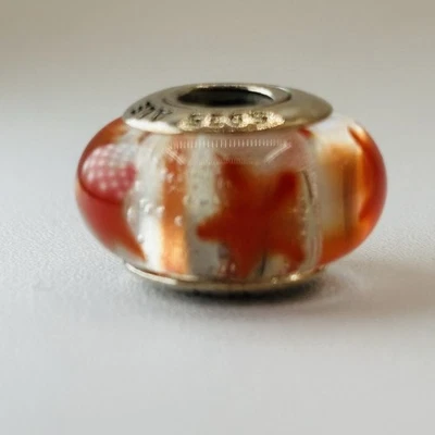 PANDORA CINNAMON STARS MURANO CHARM 790906 RETIRED RARE 925 ALE GLASS US - Image 1 of 4