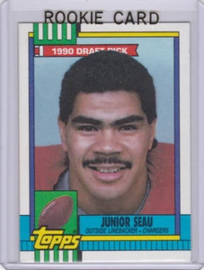 JUNIOR SEAU 1990 Topps DRAFT PICK ROOKIE CARD San Diego Caricabatterie Calcio NFL RC - Foto 1 di 2