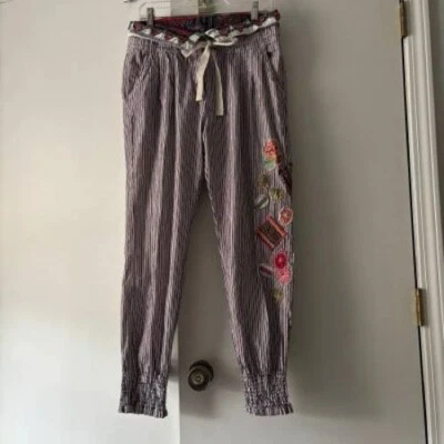 Pantalones Desigual Manguera Tela Rayas y Patchwork Algodón Talla Mediana Foto 1 de 4