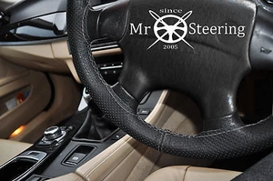 FITS TOYOTA COROLLA E11 PERFORATED LEATHER STEERING WHEEL COVER GREY DOUBLE STCH - Picture 1 of 6