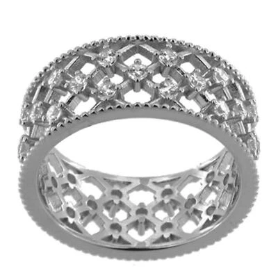 Anello ARGAN03 In Argento Intrecciato Con Zirconi Misura 19 - Immagine 1 di 2