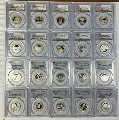 PCGS PR69DCAM 2013 2014 2015 2016 S SILVER NATIONAL PARK QUARTERS 20 COIN LOT - Image 1 of 2
