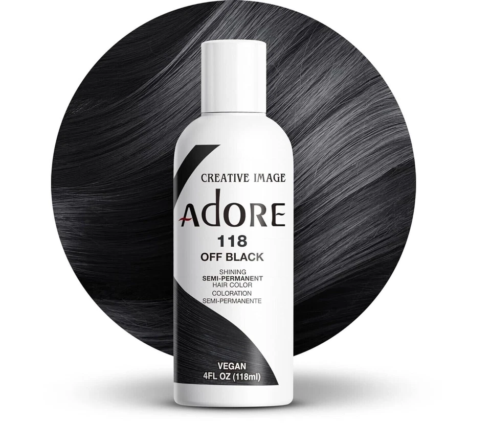 KAJAL Adore 118 Off Schwarz Glänzende leucht SEMIPERMANENTE HAARFÄRBEMITTELFARBE 118ML