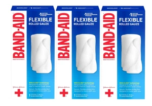 Band Aid Brand Of First Aid Products Rolled Gauze, 4 Inches By 2.5 Yards 3 Pack - Picture 1 of 4