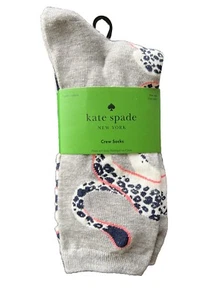 Kate Spade Leopard Crew Socks 3 Pairs Nwt - Picture 1 of 4