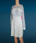 Elise Ryan Lace Skirt With Chiffon And Crochet Band Grey Dress Size 8