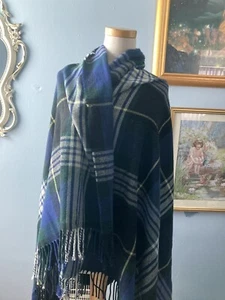 J Crew Tartan Preppy Plaid Poncho Fringe Wrap Scarf One Size - Picture 1 of 4
