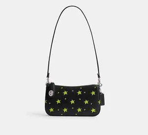 Borsa Coach Pelle Cosmica Neon Happy Face Stars Slim Piccola Tracolla Giappone NUOVA - Foto 1 di 7