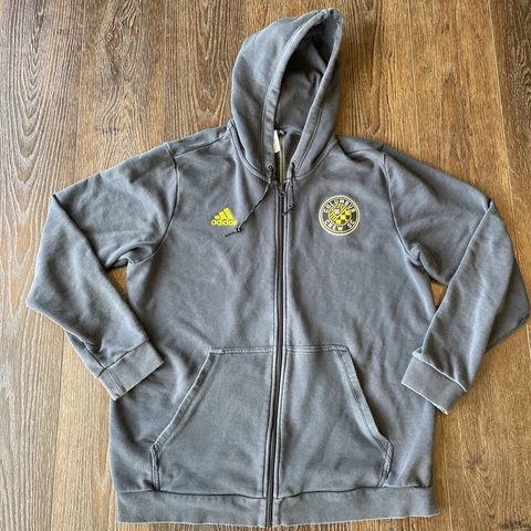Adidas Columbus Crew Full Zip Gray Hooded Sweatshirt; Mens Sz 2XL; MLS Cover