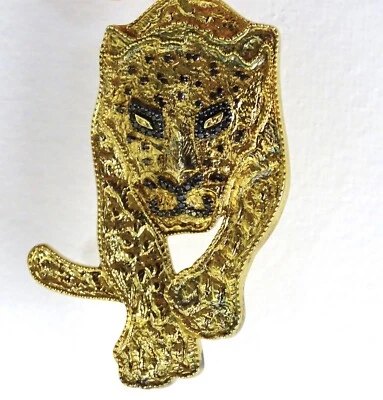 Collar colgante pantera oro amarillo/esterlina diamante negro corte redondo 14k Foto 1 de 4