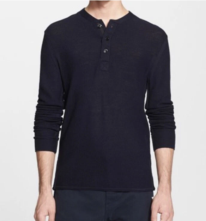 $250 rag & bone mens Gregory Henley Sweater Navy Melange Sz Large But Fits Small - Image 1 of 4