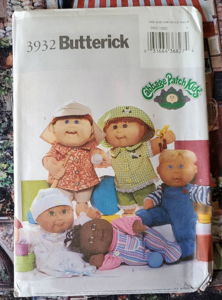 Butterick 3932 Sew Pattern Cabbage Patch Kids Summer Doll Clothes B5304