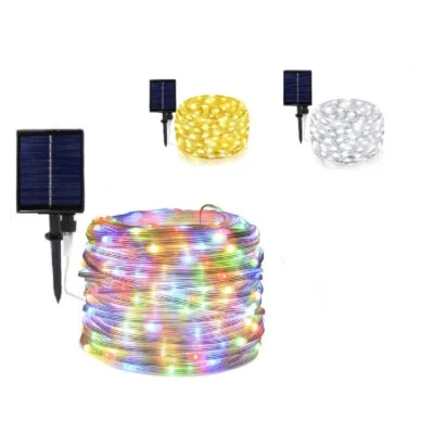 Filo Luminoso Micro LED Con Pannello Solare Esterno Picchetto Catena Luce Natale - Immagine 1 di 4