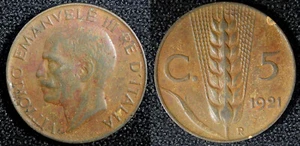 Italien Vittorio Emanuele III Bronze 1921 R 5 Centesimi KM# 59 (23 725) - Bild 1 von 3