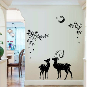 Moon Deer and Trees, Peel and Stick Wall Decal for Living Rooms Bedrooms Kitchen - Picture 1 of 7