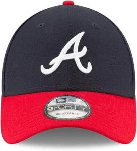 ATLANTA BRAVES UNISEX ADULT ADJUSTABLE BLUE/RED CAP WITH TEAM LOGOS FRONT & BACK - Picture 1 of 3