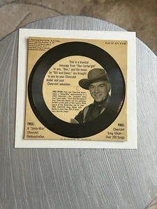 Ben Cartwright Lorne Greene BONANZA CHEVROLET Promo 6" Record 33 Flexi Disc - Picture 1 of 4
