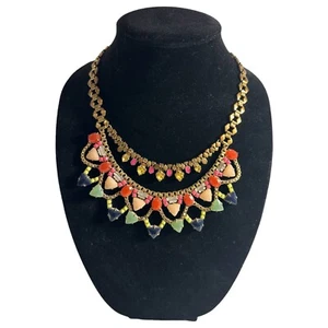 STELLA & DOT FANELLA Necklace Statement Summer Pink Coral Green Blue MSRP $168 - Picture 1 of 6