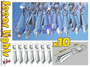 10 Torpedo Kronleuchter geschnittenes Glas 1,5 Zoll Tropfen Kristalle Tröpfchen Hochzeit Prisma Perlen - Bild 1 von 13