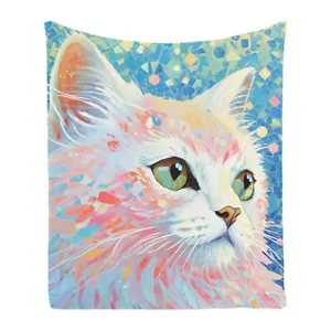 Cat Mosaic Comfy Flannel Bedspread Blanket Sofa Throw Holiday Birthday Gift - Picture 1 of 15