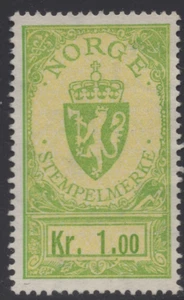 1964 NORWAY stempelmerke 1.00 Kr. REVENUE FISCAL MNG VF - Picture 1 of 2
