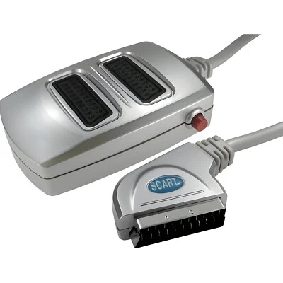 21 PIN SCART CABLE Silver 2 Way SCART  Manual Switch 40cm cable - Image 1 of 3