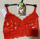 ex M&S Collection NON WIRED BRALET with LACE TRIMS in FLAME Size 12