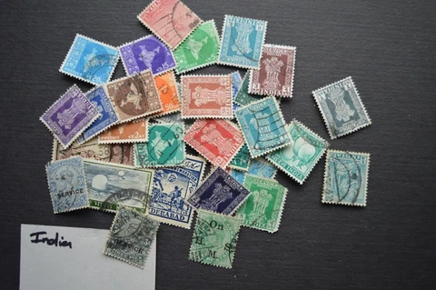 India, 30+ vintage postage stamps, circa 1890-1950 (used, off paper) Cover