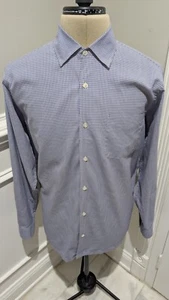 Ralph Lauren Purple Label Button Up Shirt Men's Med. Blue & White Micro Pattern - Picture 1 of 19
