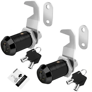 Black Toolbox Lock with Keys, Cabinet Locks Keyed Alike, Hook Cam, Tubular Ca... - Picture 1 of 7