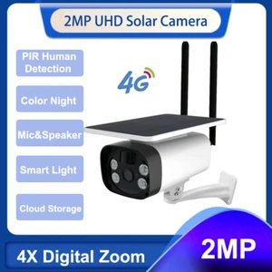 Wireless Solar Security Camera Outdoor 2MP 120° 4X Digital Zoom Color Day/Night - Picture 1 of 19