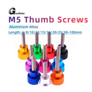 M5 Aluminum + Stainless Steel Knurled Thumb Screw Hand Tighten Grip Knob Bolts - Picture 1 of 22