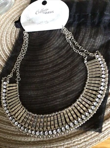 Oasis Gold Tone & Diamanté Collar Necklace Greek Goddess Style Rrp £16 - Picture 1 of 5