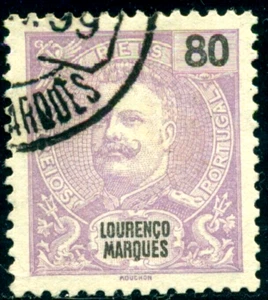 1898 King Carlos I,Definitives,Portugal,Lourenço Marques,Mi.40,  80R,VFU - Picture 1 of 1