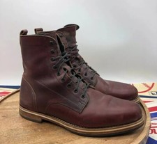 HELM Mens Hollis Plain Boots Burgundy Full Grain Leather Size 8.5 D Made in USA
