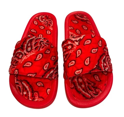 Women's Bandana Slide Sandals | Paisley Print Slippers | 8 Colors Fast Shipping - Image 1 of 4