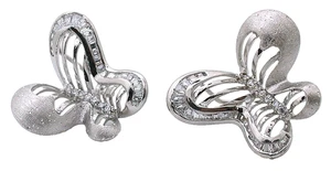 Designer Custom Butterfly Sterling Silver Pair Earring With CZ Accents EBS3707 - Picture 1 of 2