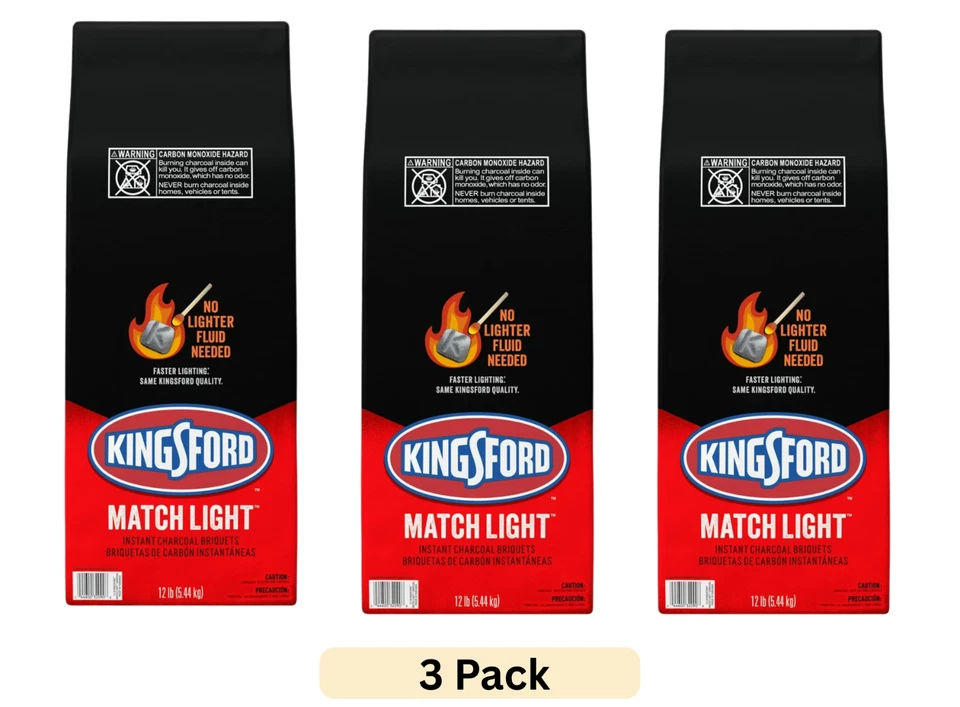 Briquetas de carbón instantáneas Kingsford Match Light, 12 libras, paquete de 3 Foto 1 de 1