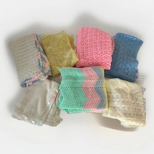 Posten Handarbeit gehäkelt gestrickt Baby Decken Pastell Vintage weich Empfang Afghan - Bild 1 von 19