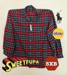 Polo Ralph Lauren Shirt Men’s 5XB Big & Tall Red Multi Plaid Classic Fit NWT - Picture 1 of 9