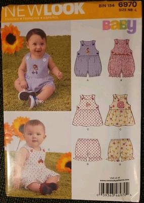New Look 6970 Baby Infant Dress Romper & Panties NB S M L 7-24 Lbs UNCUT FSHIP  - Image 1 of 4