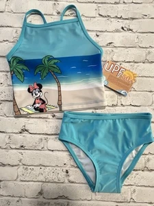 Disney Parks Minnie Mouse Tropical Beach Tankini Swim Suit 2 Piece Youth Girls 4 - Picture 1 of 7