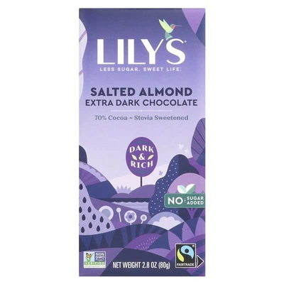 Extra Dark Chocolate Bar, Salted Almond, 70% Cocoa, 2.8 oz (80 g) - Image 1 of 2