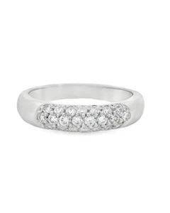 0.40cttw. White Diamond Platinum 3 Row Platinum Ring 6.5US 6.13g. - Picture 1 of 4